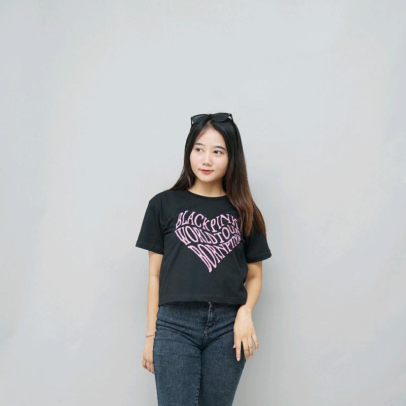 kaos crop top wanita lengan pendek 0
