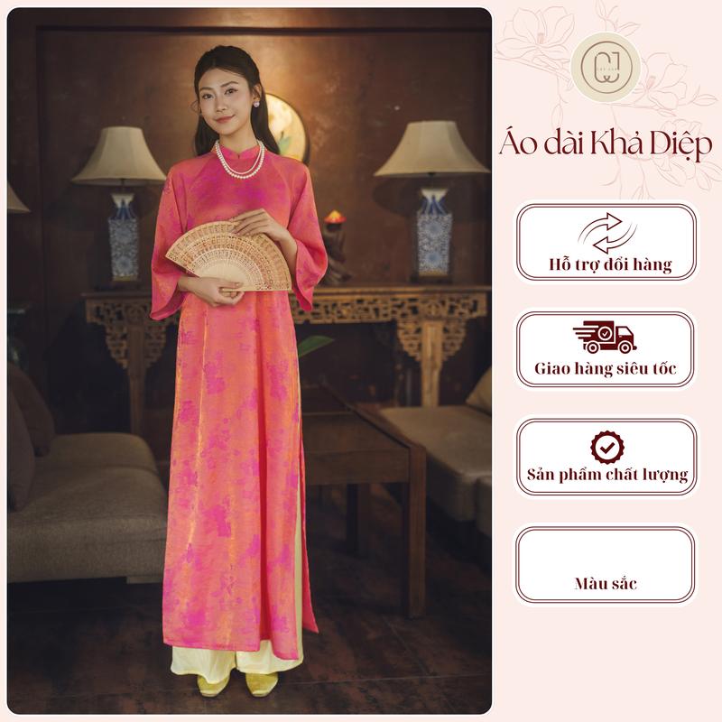 [BST Tết 2026] Áo Dài Khả Diệp Lụa Gấm Hoa Tay Lỡ Cây Leo Design Cách Tân Duyên Dáng Min684 Nữ Tay Loe Sang Trọng Chất Liệu Cao Cấp Phù Hợp Tiệc Cưới & Chụp Ảnh Min648