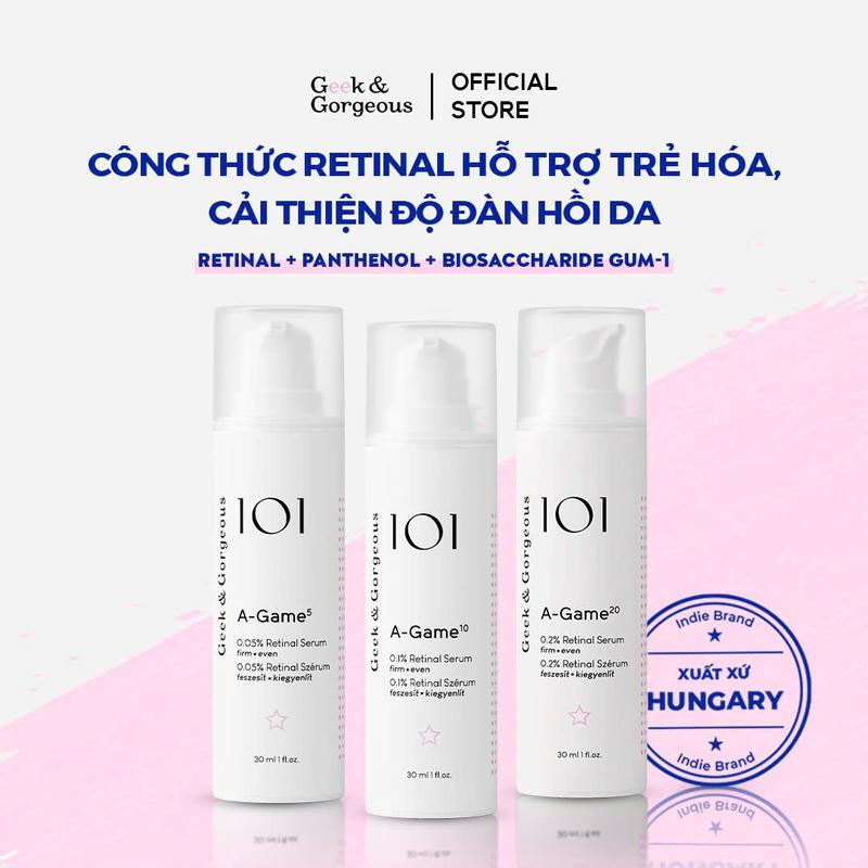  Tinh Chất Retinal Hỗ Trợ Cải Thiện Dấu Hiệu Lão Hóa Tăng Đàn Hồi Da Geek&Gorgeous A-Game 30ml 