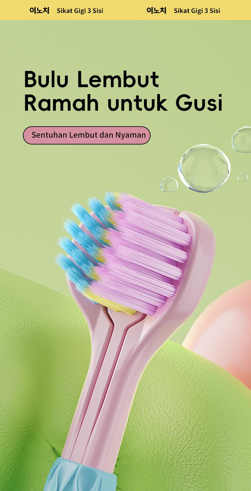 Dr Baek Sikat Gigi 3 Sisi Ultra Soft Bersih dari Semua Sudut 2in1 Pembersih Lidah Premium Mulut Gusi Tersedia dalam Warna Menarik toothbrush
