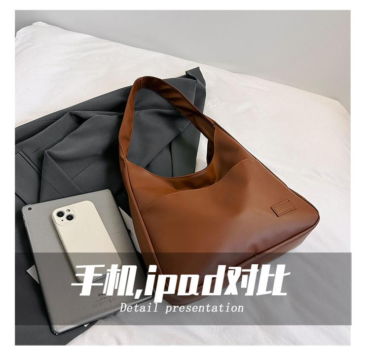 Product Introduction of Fashion Solid Color PU Large Capacity All-Match Tote Bag Shoulder Commuter Bag 2
