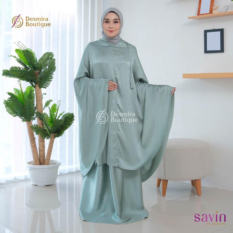 SAVIN BY DESMIRA -[ FREE SAJADAH ] MUKENA ELZYA CRADENZA SILK PREMIUM 2in1 Polos Cantik Dewasa Traveling 3