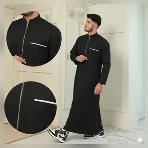 jubah laki laki muslim gamis pria dewasa premium 2026 TOYOBO Jubah Gamis Pria Saudi Zipper Premium Bahan Katun Soft Nyaman Adem Elegan Size M L XL XXL