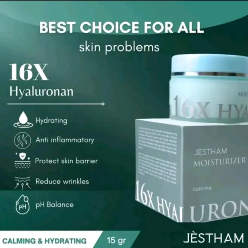 JESTHAM Moisturizer Gel 16X Hyaluronan  - pelembab wajah untuk mencerahkan dan menghaluskan 2