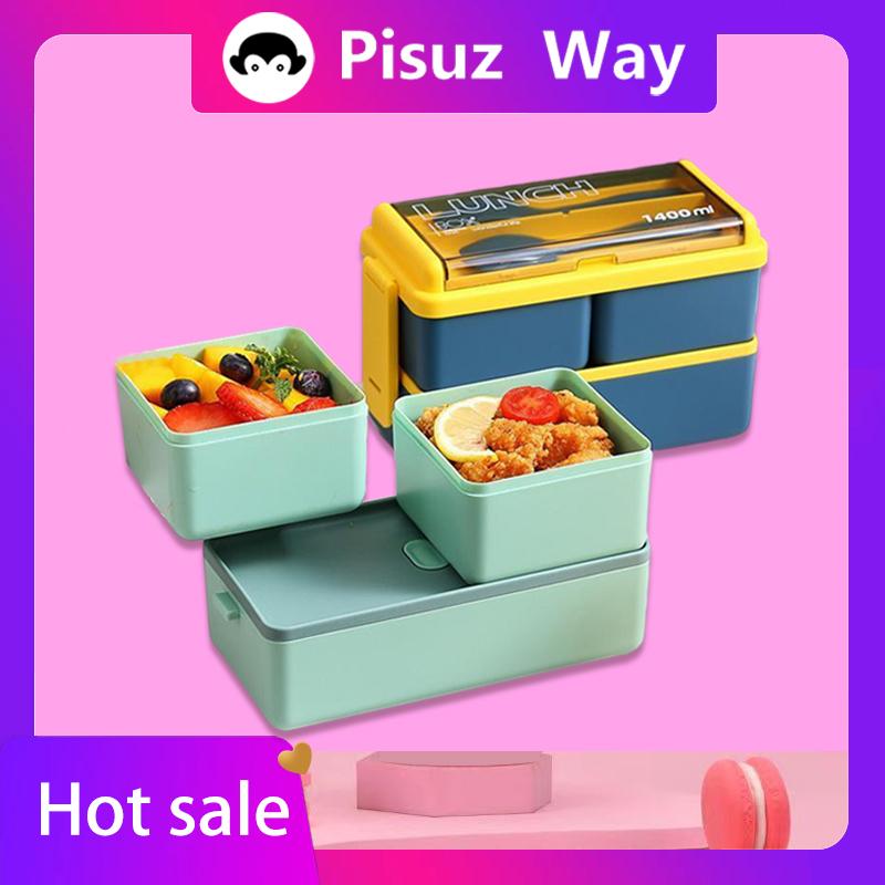 [Pisuz Way] Kitchen 1400ml Microwave Lunch Box Separate Dinnerware Food Storage Container Children Kids School Office Portable Bento Box Tableware 1
