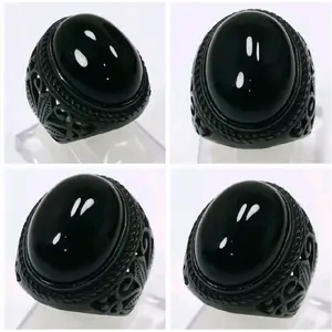 Cincin Batu Akik Natural Kecubung Wulung Hitam Pekat Di Senter Tembus