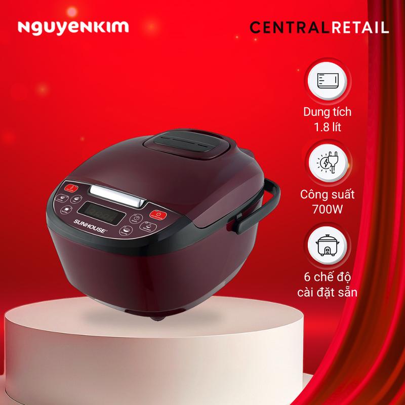 Bán chạy - Nồi cơm điện tử Sunhouse 1.8 lít SHD8909 - 6 chế độ có chế độ nấu Cơm cháy