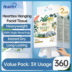 [Full Case 360Sheets 2Bdls] [Hearttx] Cotton Soft Series 180-Count Hanging Face Tissue