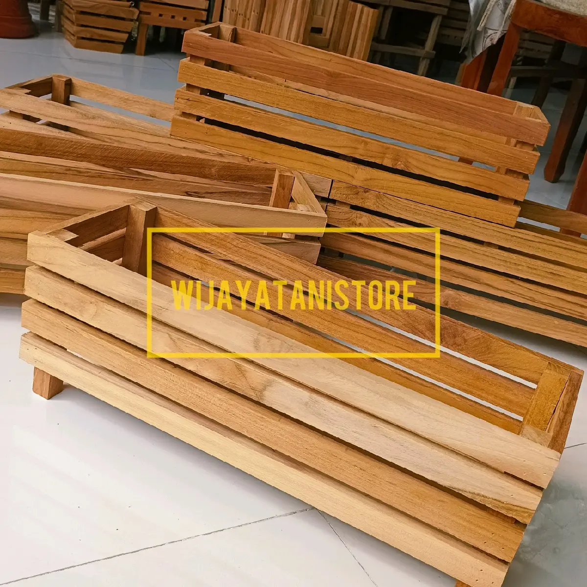 Pot Panjang Kayu Anggrek | Rak Kayu Jati Oven | Tatakan Kayu Jati