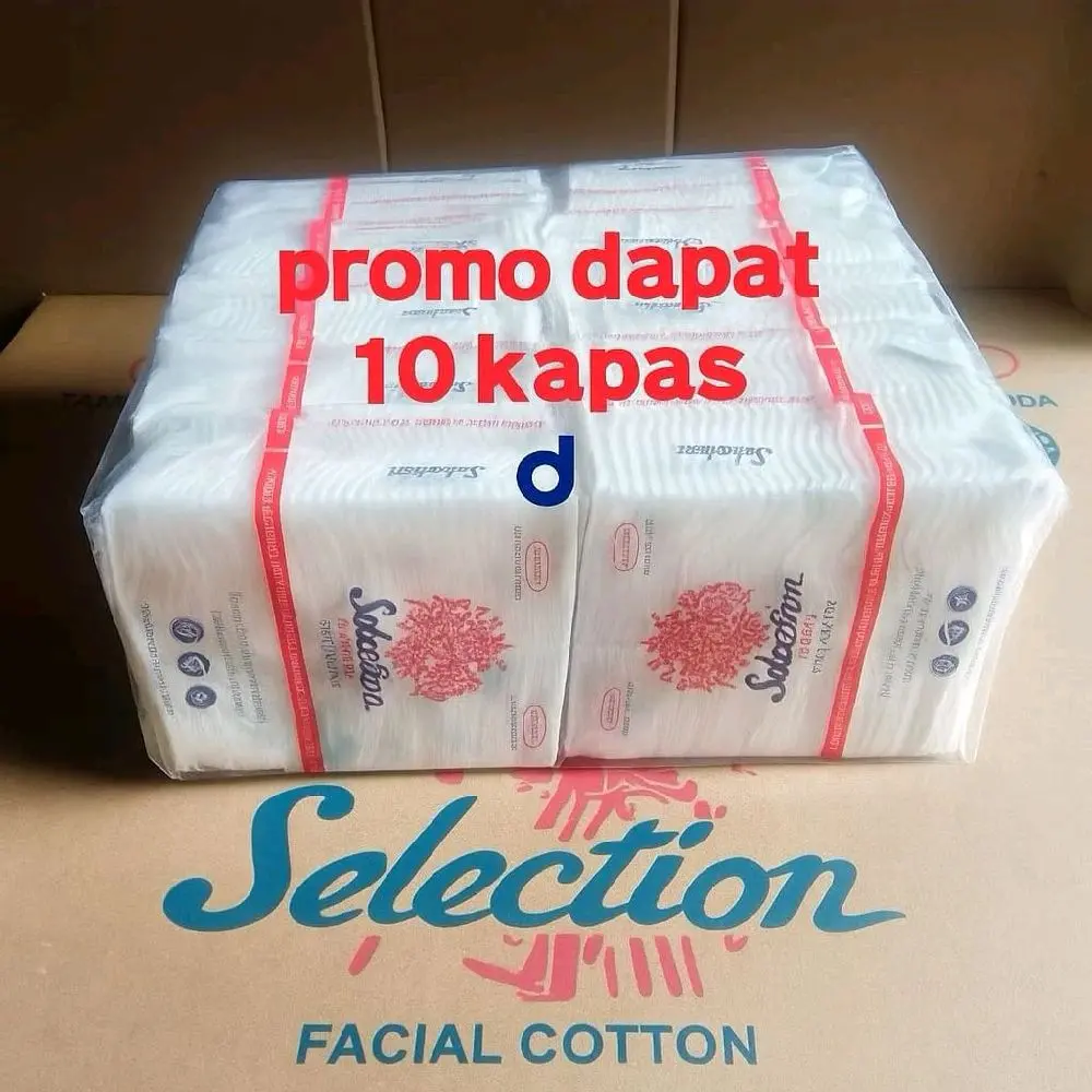Selection Kapas Wajah Berkualitas Tinggi 35gr - Promo Beli 1 Dapat 10 Pack - Lembut Tidak Iritasi - Menyerap Cairan Baik - Tahan Lama