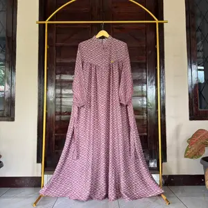 Kalina Dress Gamis Motif Bahan Aleva dan Rayon Muat dari BB 40 kg sampai 100 kg Wanita Muslim Dewasa