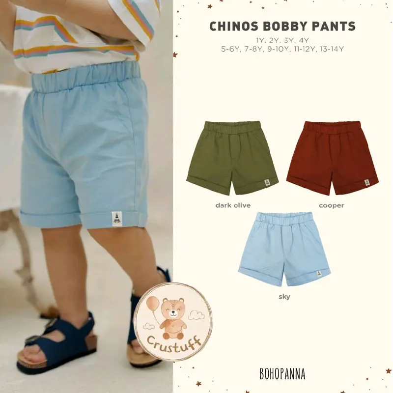 CHINOS BOBBY PANT PBohopanna B102 / B73 / Celana Chinos Anak Pendek Unisex Polos Katun 0