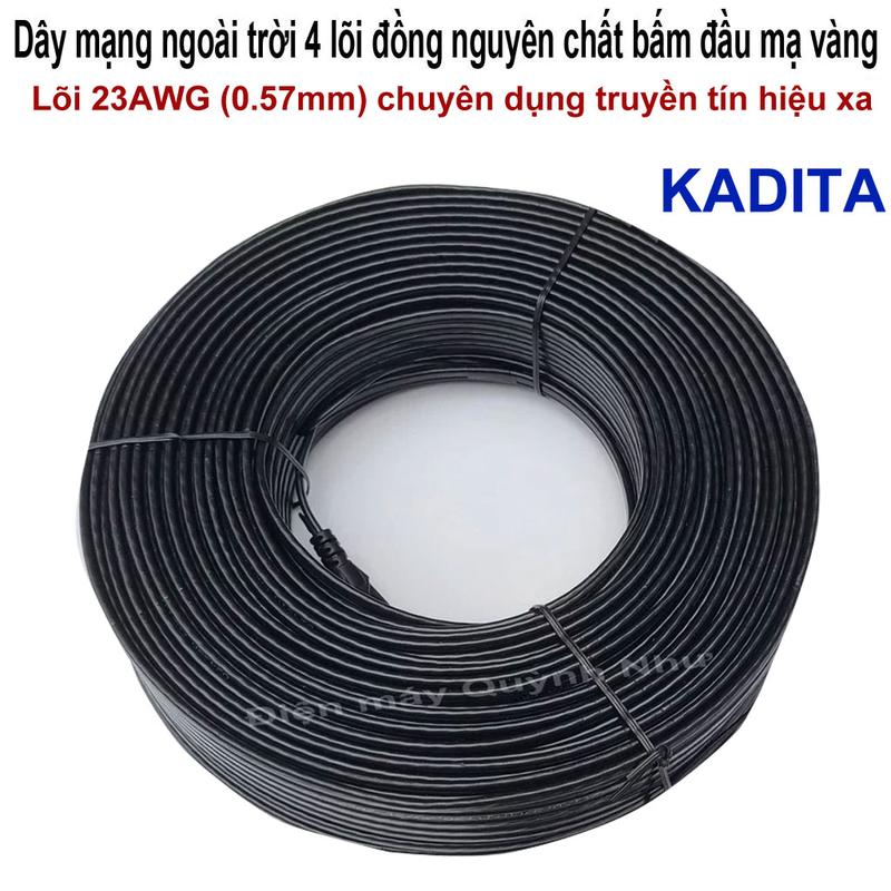 60m đến 100m Dây mạng ngoài trời 4 lõi đồng nguyên chất bấm đầu mạ vàng - Cáp mạng ngoài trời, Dây lan ngoài trời, cáp lan ngoài
