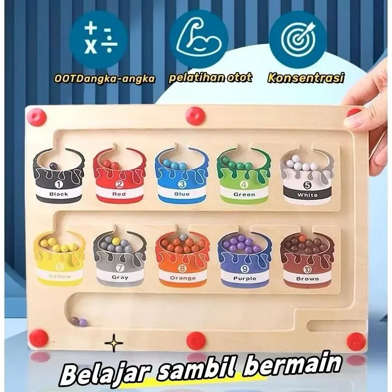 Mainan Edukasi Papan Magnetik Berhitung Magnetic mazes game / Mainan Sorting Warna Magnet Kayu Klasifikasi Warna Maze / Mainan Magnet Sortit Untuk Mengenal Warna Dan Hitung / Mainan Edukasi Anak Sortir Warna Pena Magnet / Wooden Magnetic Counting