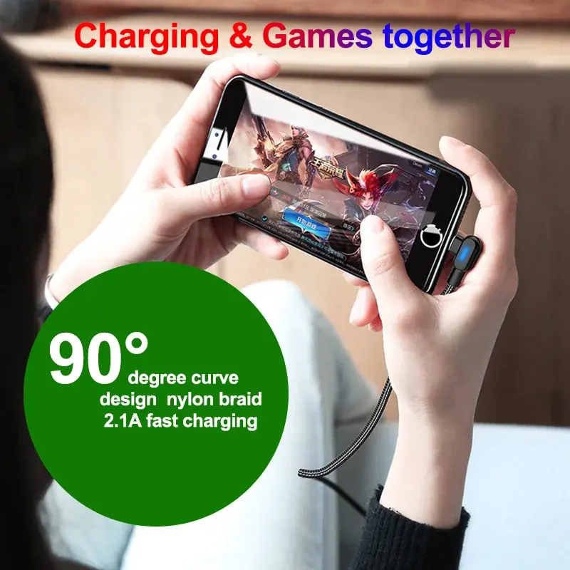 Cáp USB Type C Micro 90 độ, Olaf, Dây sạc nhanh, Tương thích với iPhone, Samsung, Xiaomi, Huawei, LG, Android, Dây dữ liệu Microusb, Thiết kế khuỷu tay đôi, Thích hợp để chơi game, Hỗ trợ USB C, Sạc nhanh 3.0 và 4.0 5