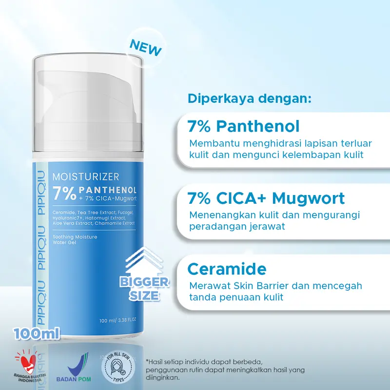 Pipiqiu 7% Panthenol + 7% Cica-Mugwort Skin Barrier Soothing Moisture Gel 100ml ( PPMG 100ML ) Moisturizer Pelembab 1