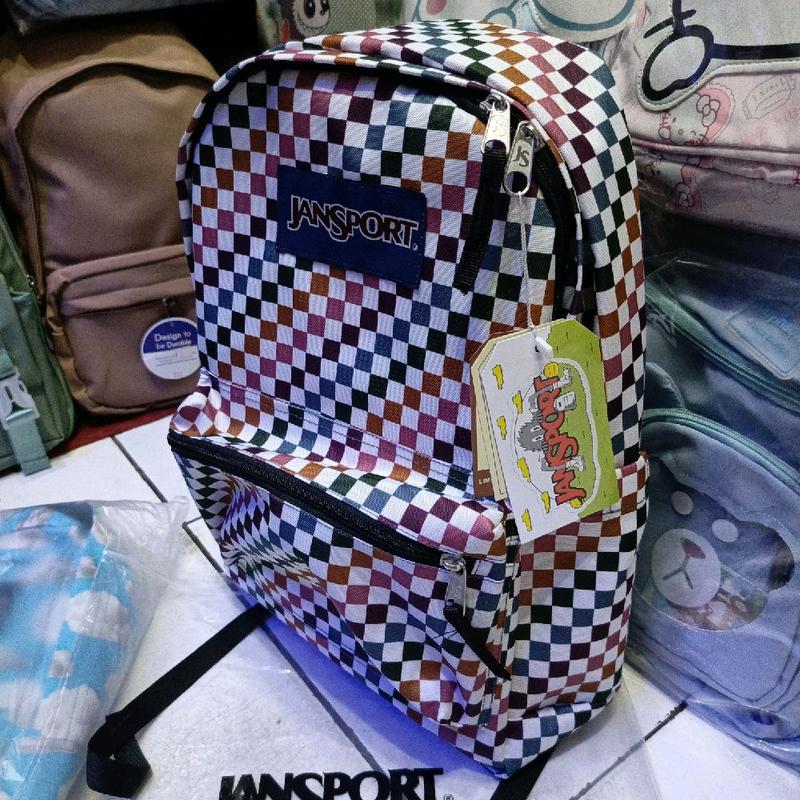 ransel JANSPORT sleting js motif catur 1