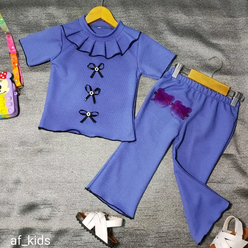 Setelan Baju Anak Perempuan Variasi Pita Dan Ruffle Fashion Anak 1-10 Tahun 1