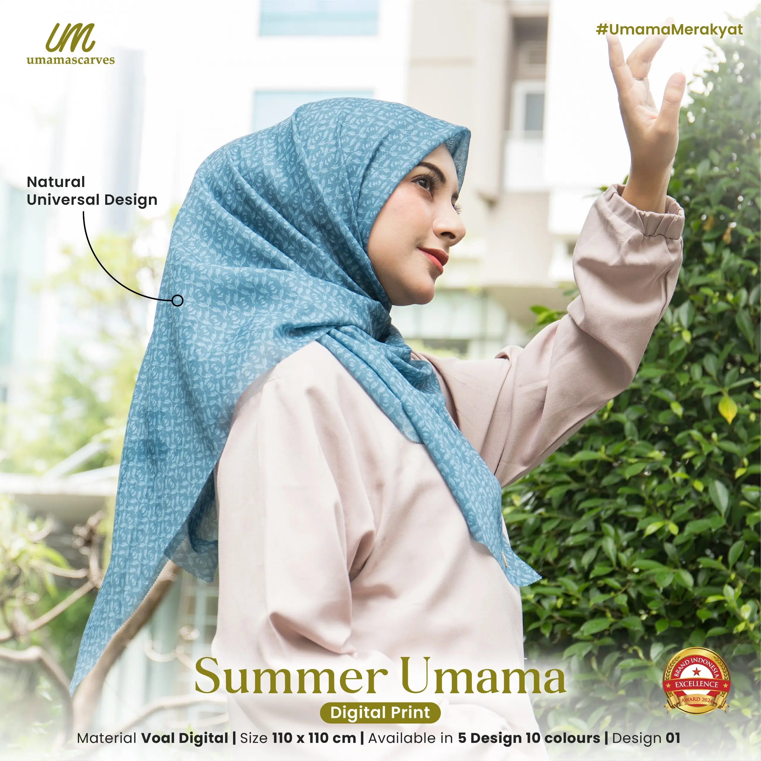 Hijab Motif Summer Umama Voal Digital (Pouch) 110 x 110cm umamascarves