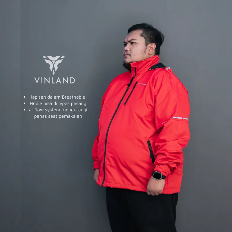 Jaket Big Size Pria Jumbo  3XL 4XL 5XL 6XL | Anti Air Taslan Polyester Model Resleting | Jacket Vinland Aerglo 6