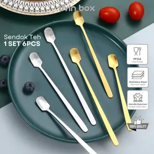 Sendok Teh Persegi Gold Silver Tea Spoon Gold Mewah