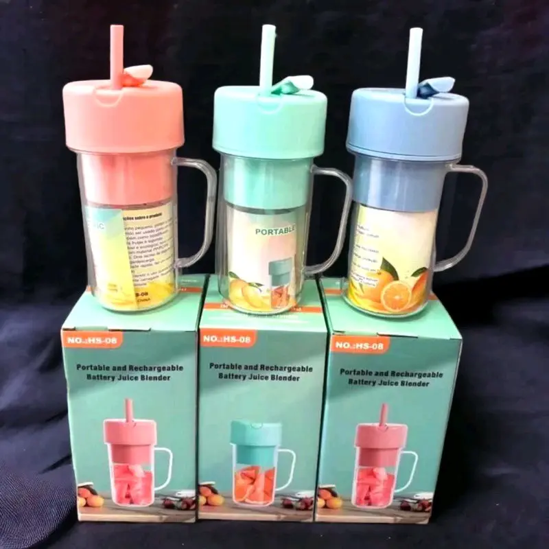 SQRS Blender Juicer Buah 2in1 - Blender Jus 6 Pisau Tajam - Blender + Sedotan - Blender Portable Untuk Buah