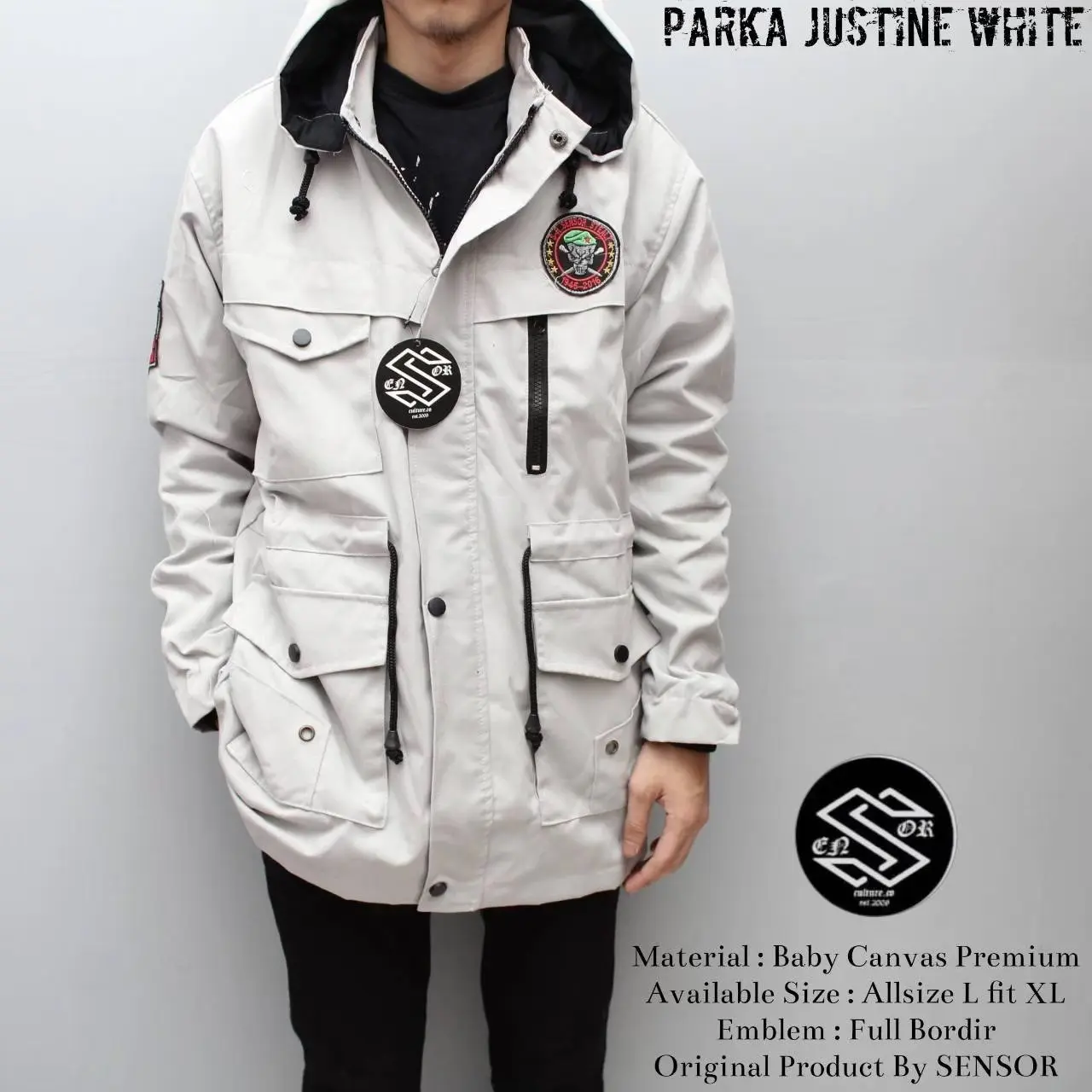 JAKET PARKA JUSTINE CANVAS PRIA TERKINI