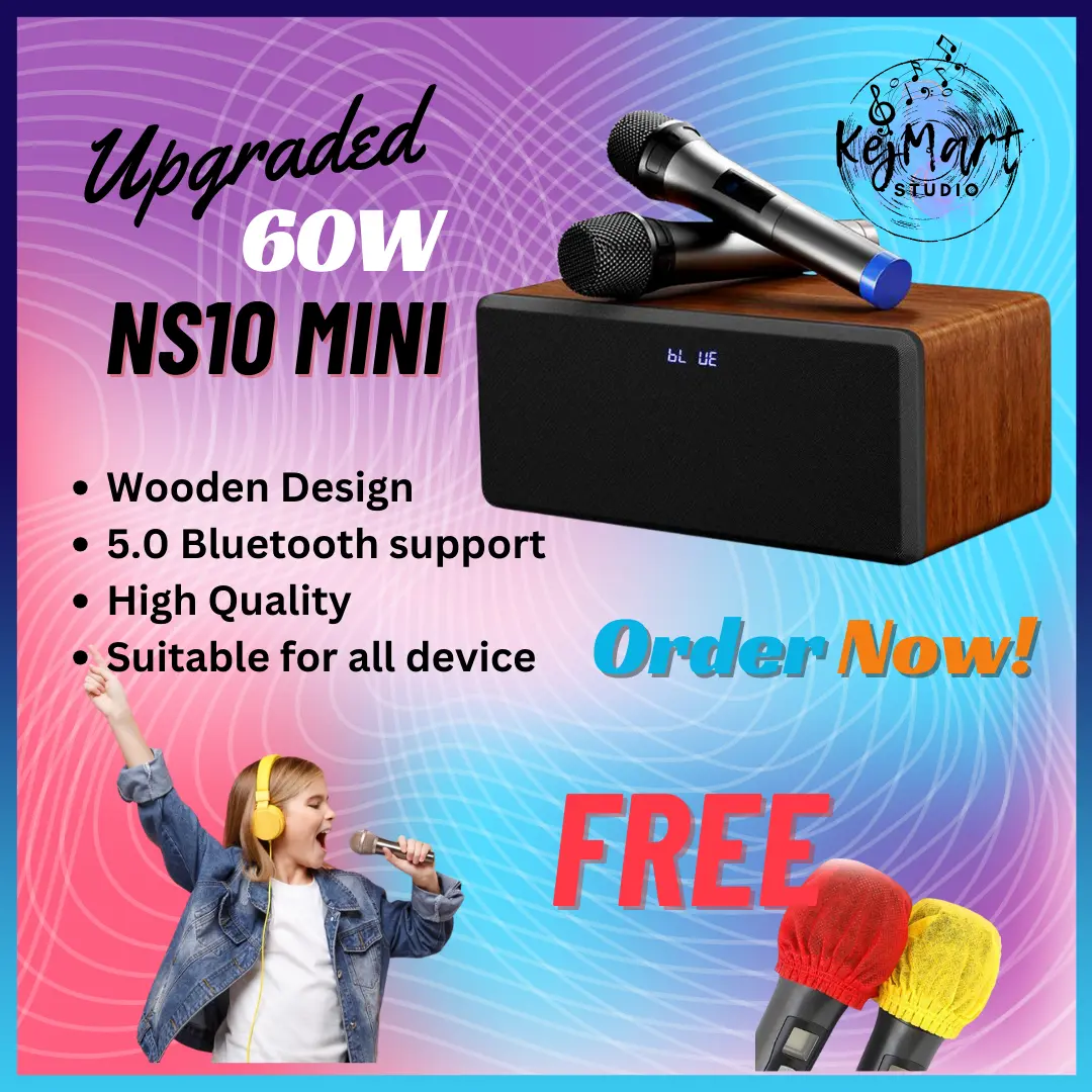 NS10 MINI 60W Karaoke Speaker with 2 wireless mic Bluetooth Audio Tv Electronic Mobile Power