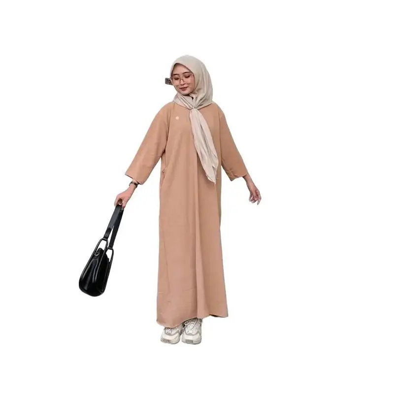 Daster Cringkle Airflow Polos Model Tangan 3/4 Kekinian Oversize - Busui Resleting - Kantong Crinkle Ibu 3