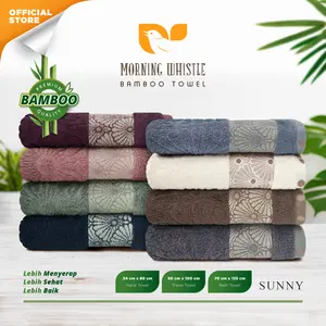 Handuk Morning Whistle Bamboo Towel Sunny - 70×135cm / 50 x 100cm / 34 x 80cm / Handuk Travel / Handuk Olahraga / Handuk Dewasa Serap Air / Handuk Dewasa Besar / Handuk Tebal Premium