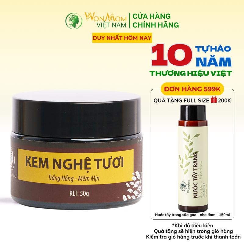 Kem nghệ tươi Làm Đẹp Da, Làm Trắng Da, Ngăn Ngừa Thâm, Sạm , Chăm Sóc Da Nữ Wonmom 50g Skincare Women kem  nghệ trị nám