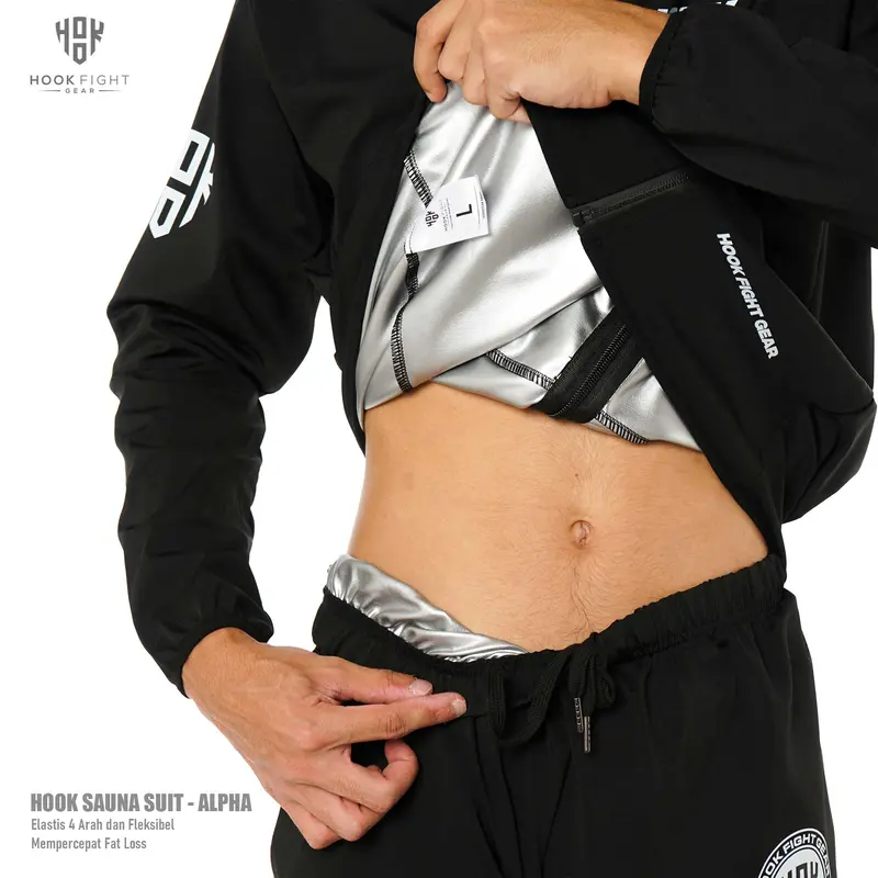 Jaket Sauna Suit Olahraga Baju Jas Pembakar Lemak Elastis Hook 3