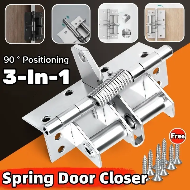 Automatic Door Closer Hinges 90 Degree Right Angle Locator Door Spring Hinge Multifunctional Invisible Spring Buffer Door Closer