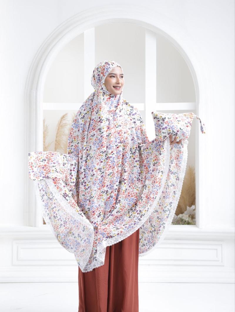 Product Introduction of Mukena Rayon Premium Model 2in1 Ramadhan 2025 Bunga Katun Motif Dewasa Traveling Muslimah - Sajadah & Pouch Cantik - Panjang, Bawahan, Atasan 17