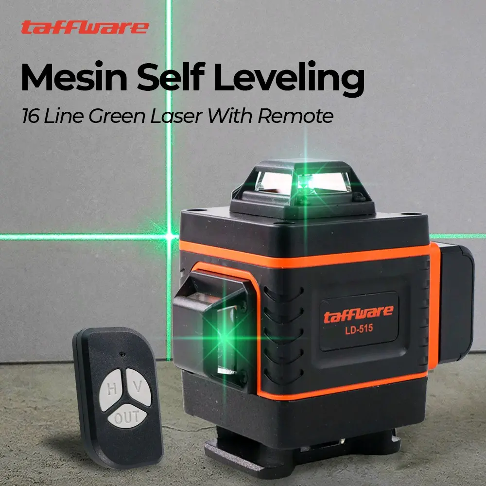 Taffware Mesin Self Leveling 16 Line Green Laser 4D with Remote - LD-515  / Taffware Hilda Mesin Laser Leveling