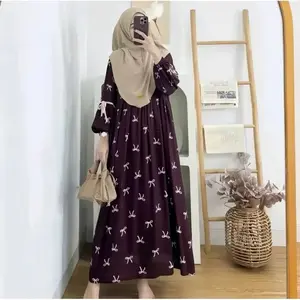 Aurel Dress Midi lengan balon Nyaman Cantik bahan rayon premium Diamond Lembut Viscose Wanita Katun Muslim Formal Panjang Gamis Variasi