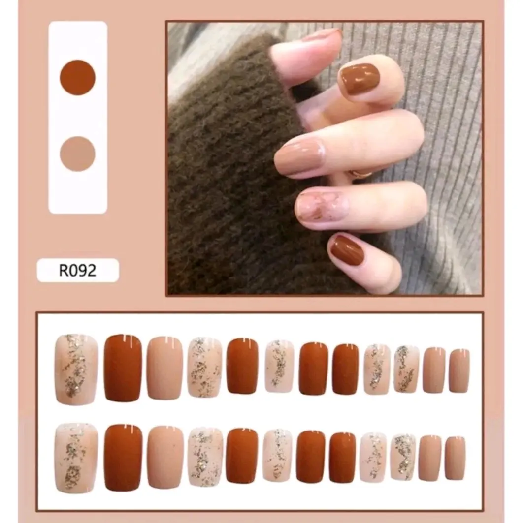 Kuku Palsu Dusty Bata isi 24 free Lem Art Nail