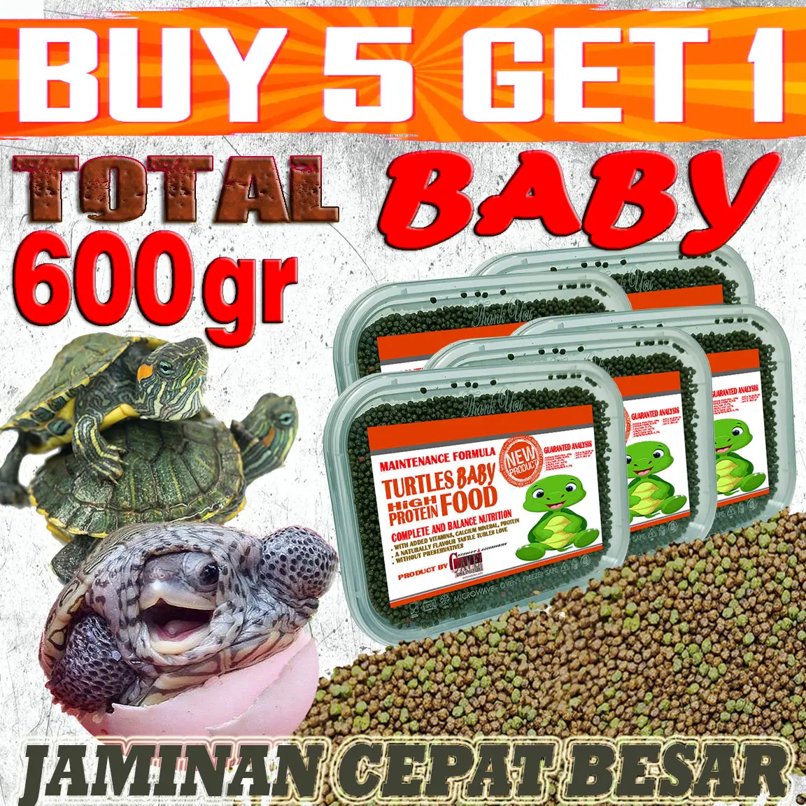PAKAN BAYI KURA-KURA AIR BRAZIL RES CST AST ALIGATOR PELET SMALL BABY TURTLE FOOD ANAKAN KURA AMBON DAMER PIPUT MONBI MATAHARI BRASIL HIJAU PELLET DI JAMIN LAHAP BELI 5 GRATIS 1
