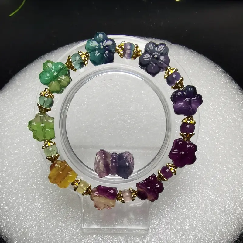 Vòng Tay Hoa Fluorite Pha Lê Tự Nhiên, 10USD 0