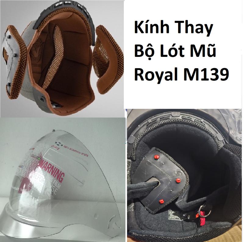 Bộ lót và kính thay nón Royal m139 kính âm 9 Helmet Nón Bảo Hiểm