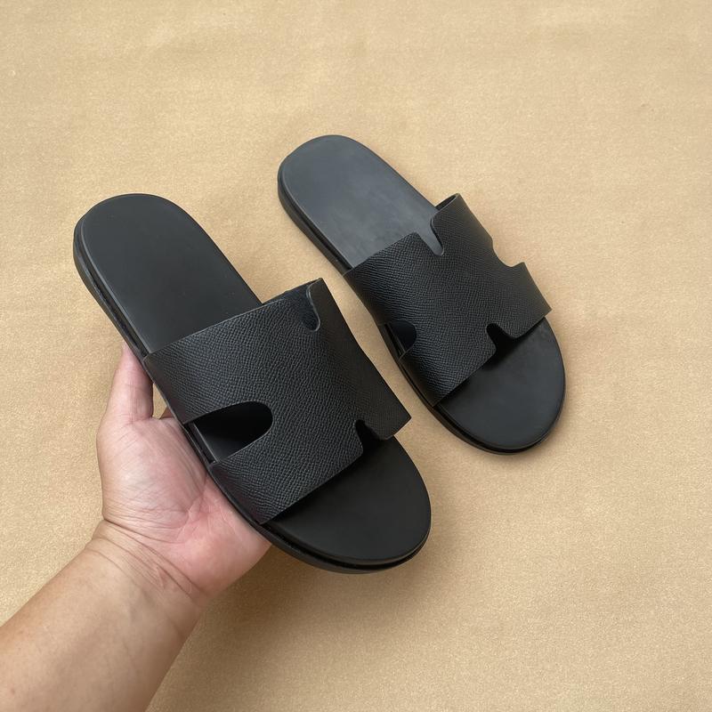  Dép chữ H quai ngang chống trơn êm đẹp Dép lê nam chữ H quai da đế cao su Dép lê đi chơi đi làm Dép đế bằng ngang unisex 