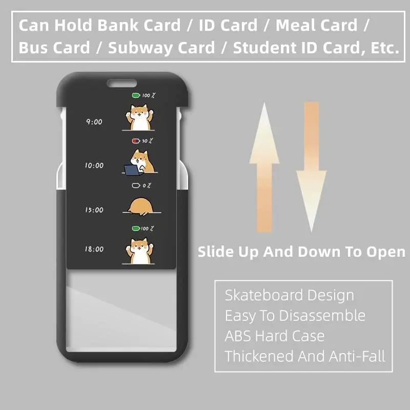 Cat Shape Card Cover Couple Card Case Dành cho sinh viên Thẻ trường học Thẻ ăn uống Xe buýt Thẻ bảo vệ với dòng dài 2