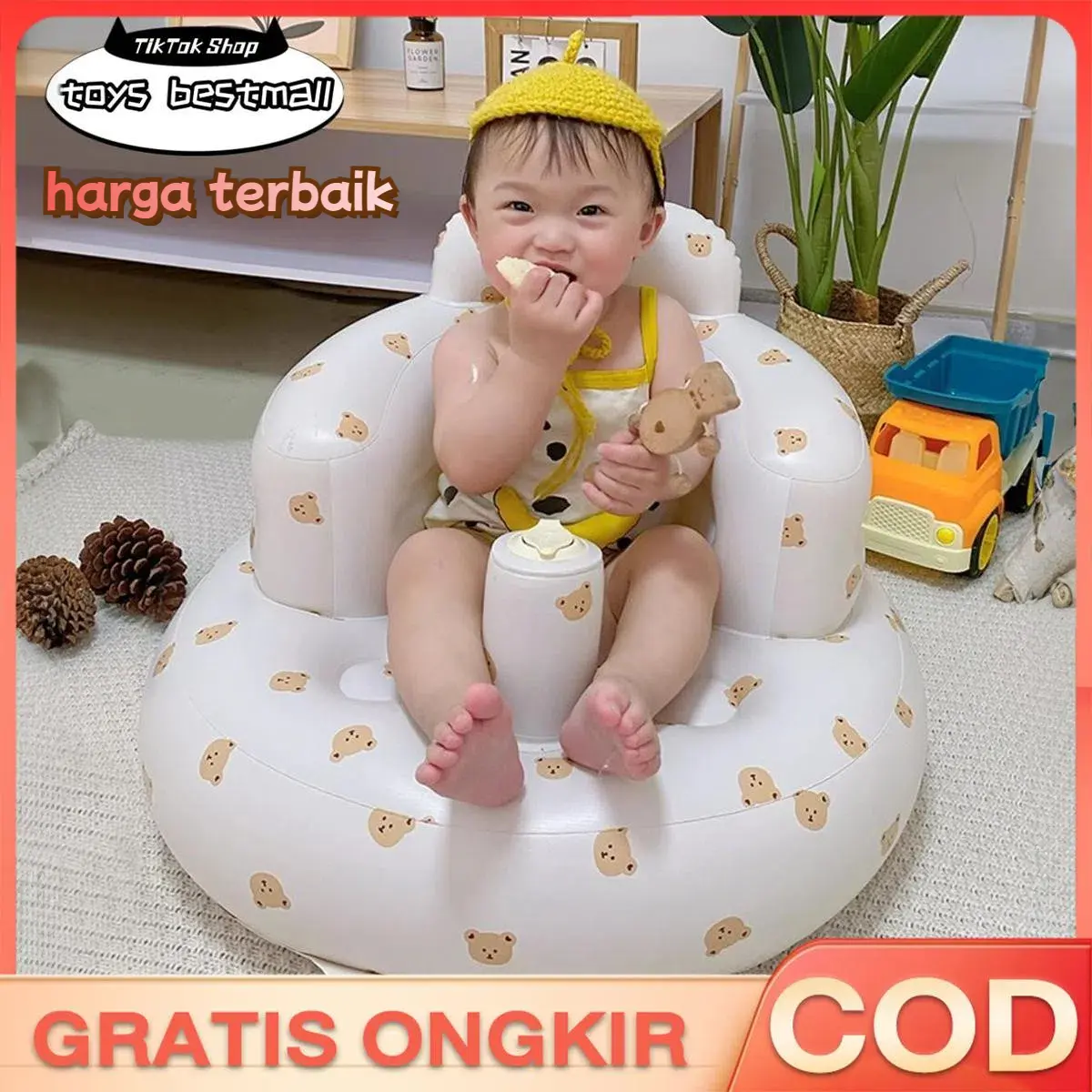 【Bayi & Ibu】Kursi Makan Bayi Multifungsi 0-3 Tahun | Duduk Belajar, Makan, Main & Mandi + Musik Edukasi | Kursi Bayi Adjustable Aman & Nyaman (Newborn Girls Boys Toddler)