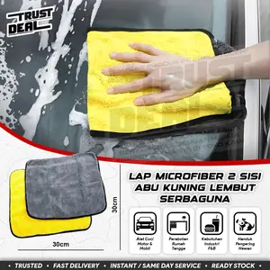 KAIN LAP MICROFIBER Detailing 2 Sisi Serbaguna Abu Kuning / Handuk Micro Fiber Halus Mobil Motor