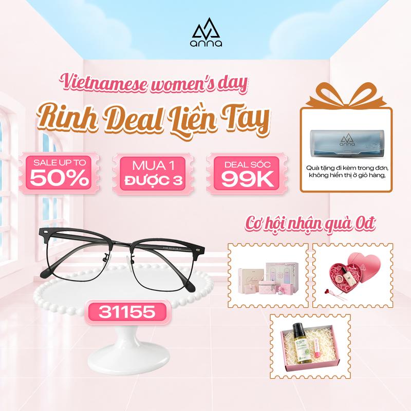 [LIVE] Gọng kính cận thời trang nam nữ unisex ANNA chất liệu kim loại dáng vuông cá tính OL 31155