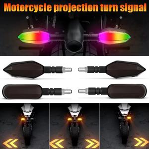 2Pcs Motorcycle LED Turn Signal Lights Universal DRL Color Amber Flowing Blinker Indicator Flashing Tail Lamp Projection Lamp