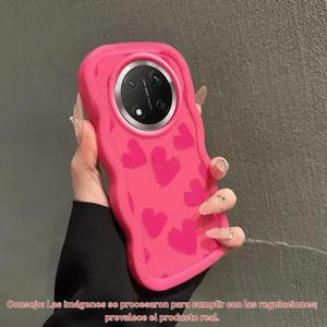 Funda para celular rosa con diseño de corazón duradero y antideslizante para Huawei Honor Magic 7 Lite/X9C/X60 Pro, diseñada con temática de dibujos animados