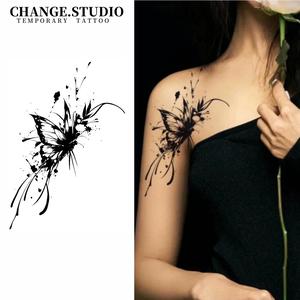 รอยสักชั่วคราว ดีไซน์แขนดอกไม้ผีเสื้อ ติดทนนาน 15 วัน กันน้ำ ไม่กลัวแรงเสียดทาน สติ๊กเกอร์รอยสัก