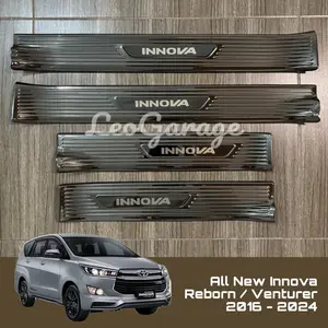 ALL NEW INNOVA REBORN VENTURER 2016 2021 2024 INNER SILLPLATE SAMPING INTERIOR INJAKAN SAMPING PELINDUNG PINTU MOBIL HITAM BLACK STAINLESS BESI