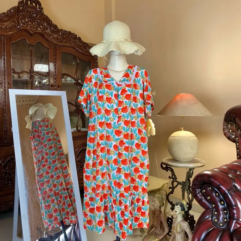 Yolanda Homedress / Dress Busui Bumil Kekinian / Daster Viral Kekinian Motif Nyaman /  Renda Kancing Kerah Rempel Pendek Rayon Panjang Hanya Boleh Dicuci Dengan Tangan Multicoloured 0